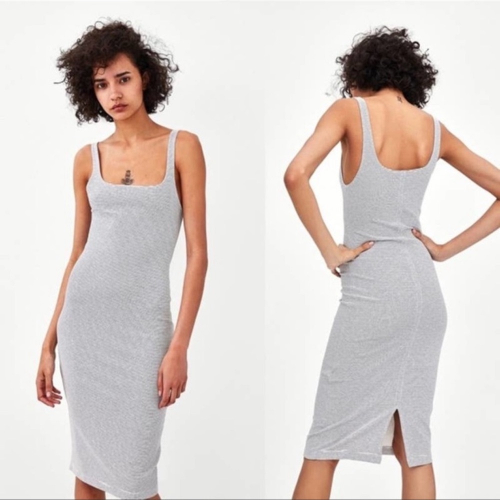 Zara Gray Bodycon Dress w Slit